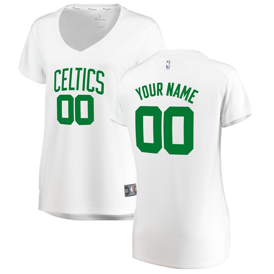 Women's Boston Celtics Custom #00 Fast Break Fanatics Branded White Replica Association Edition Jersey 2401NKRN
